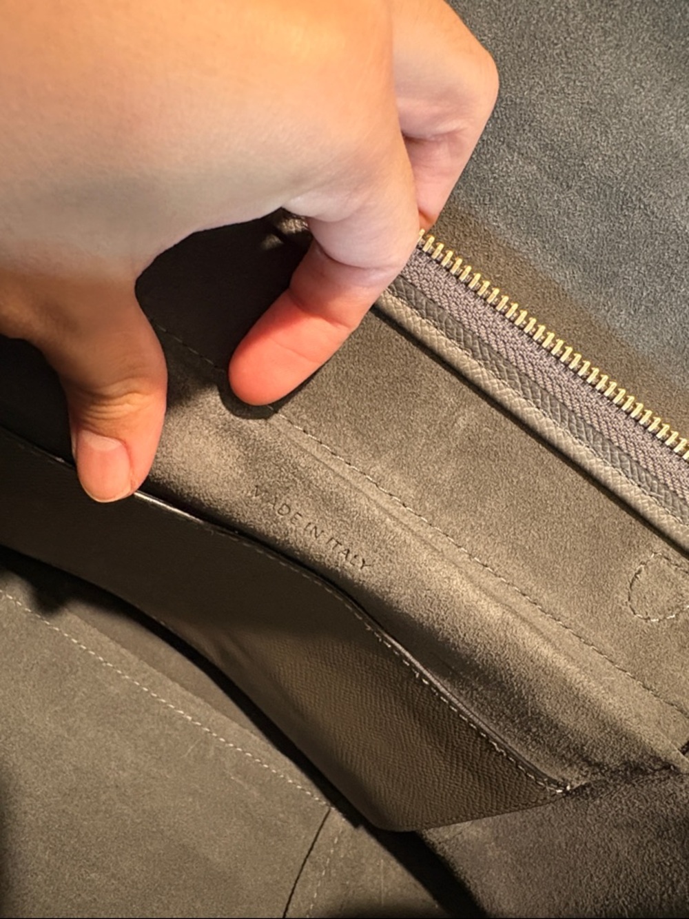 Celine Mini Belt Gray Leather Satchel with Top Handle - Picture 11 of 15